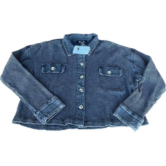 Blue B black weathered look, waffle button down jacket, women's M - Picture 1 of 4